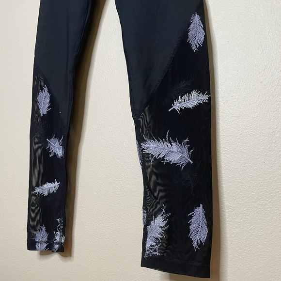 Mira Rae Black Embroidered Mesh Leggings - Picture 4 of 6